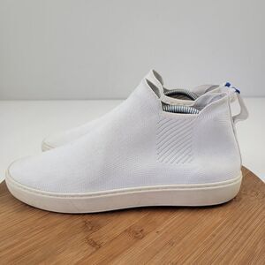 Rothys Chelsea Boots Womens Size 10 Bright White Fabric Mid Top Pull On Booties